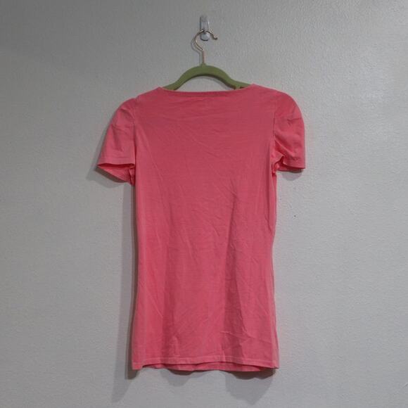 Lilly Pulitzer Pink Lana Boatneck Ruched Short Sleeve Pima Cotton Tee Sz XS - Picture 9 of 11